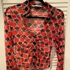 Zara patterned button up sheet shirt